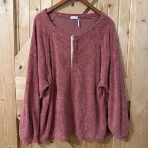 Urban Outfitters pink terrycloth henley oversized top